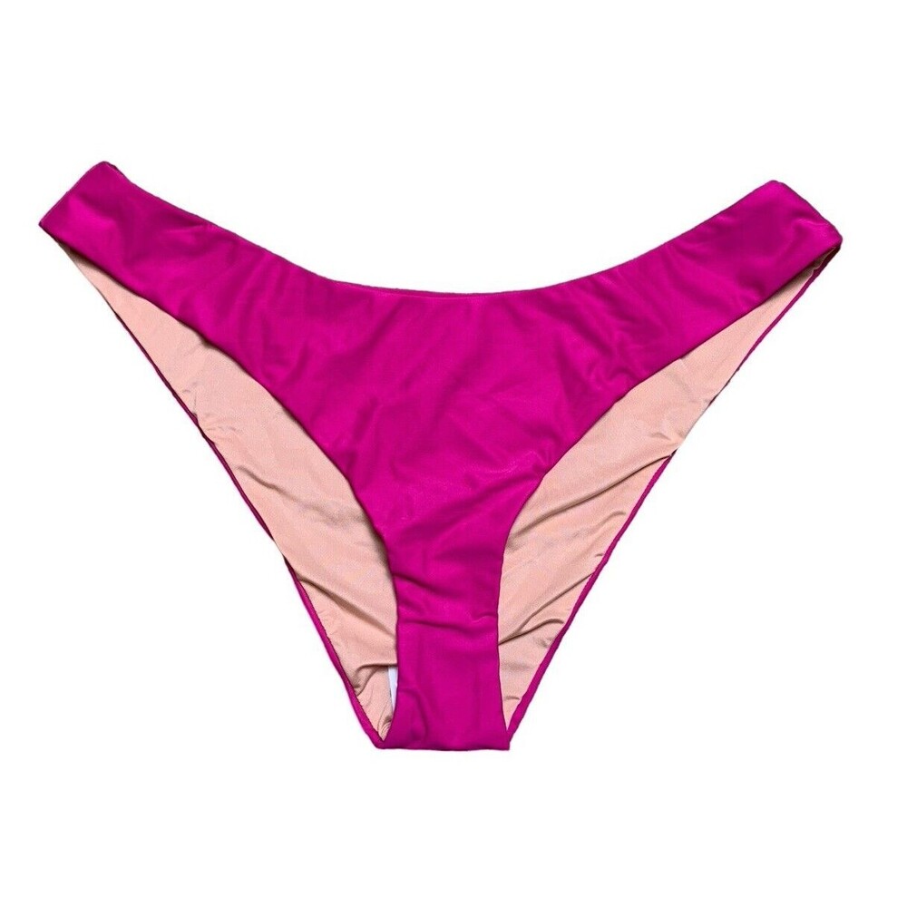 New! J. Crew Bikini Bottom Women’s Lg Curved Waist Cheeky Radiant Fuchsia BC125